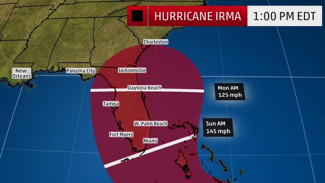 Hurricane Irma affected areas forecast.